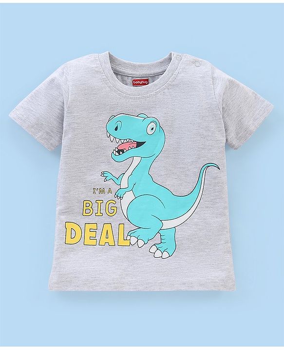 Babyhug Cotton Half Sleeves T-Shirts Dino Print Pack of 3 - Blue & Green