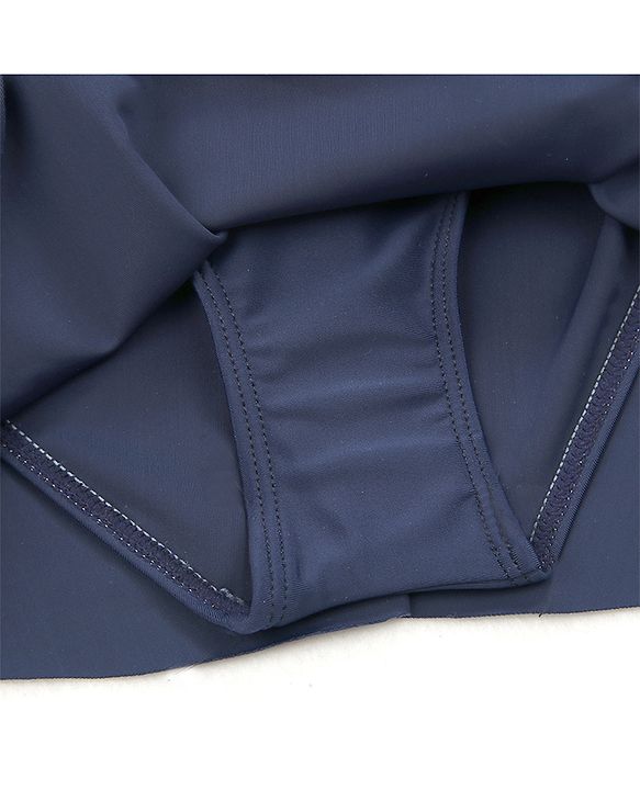 Babyhug Sleeveless Frock Swim Suit Stripes & Heart Print- Navy Blue & White