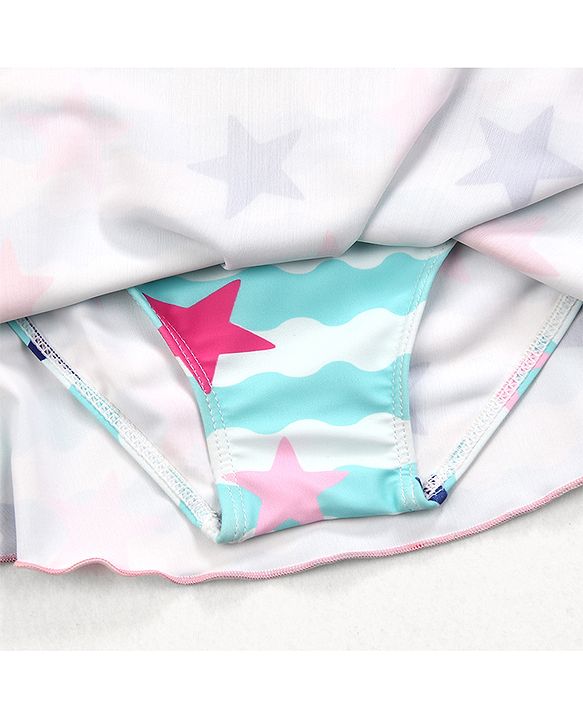 Babyhug Sleeveless Frock Swimsuit Star Print - Blue