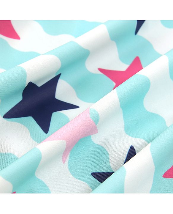 Babyhug Sleeveless Frock Swimsuit Star Print - Blue