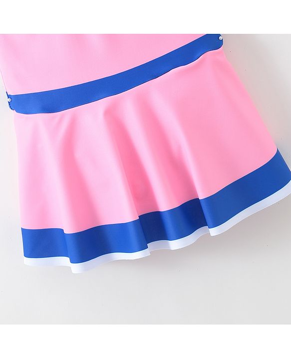 Babyhug Sleeveless Solid Frock Swimsuit- Pink