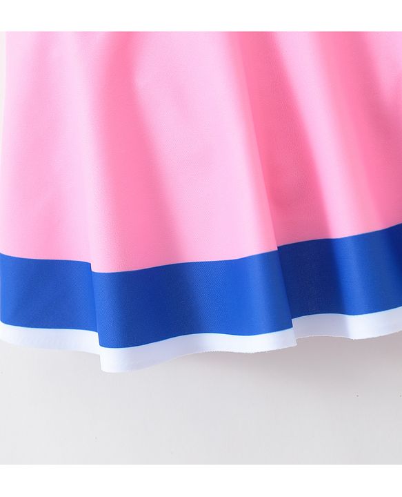 Babyhug Sleeveless Solid Frock Swimsuit- Pink