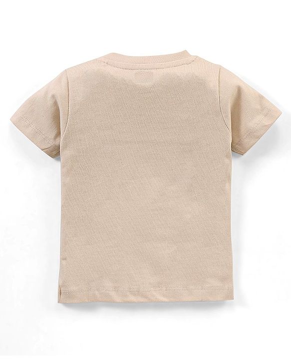 Babyhug Cotton Half Sleeves T-Shirt Dino Print - Beige