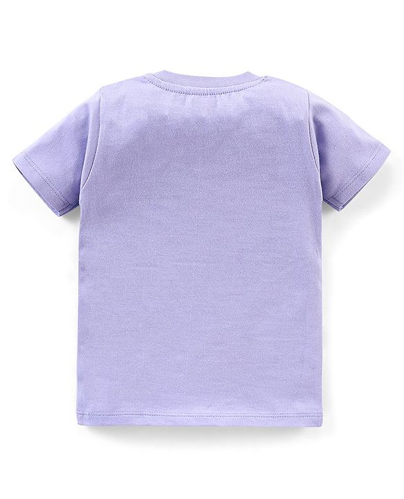 Babyhug Cotton Half Sleeves Tee With Dino & Camo Print- Purple