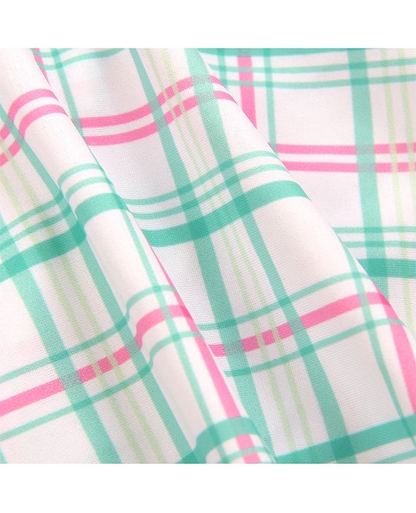 Babyhug Sleeveless Checkered Frock Swimsuit - Blue & Pink
