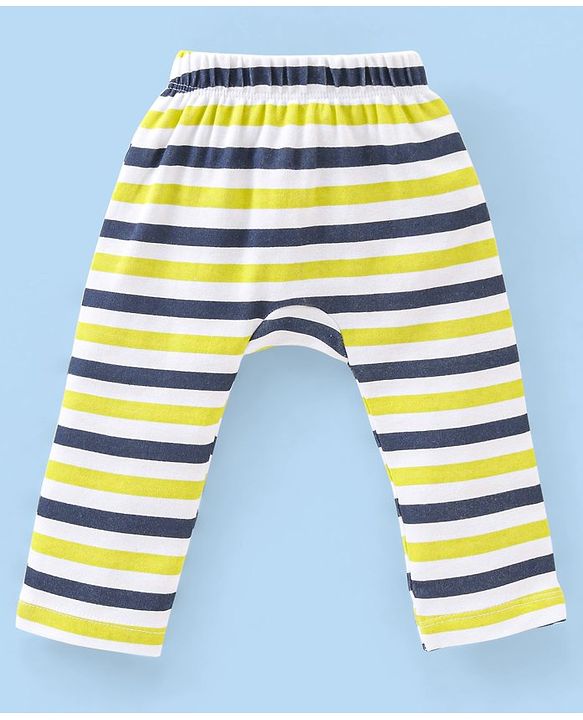 Babyhug Cotton Full Length Diaper Pants Dino Print Pack of 3 - Green