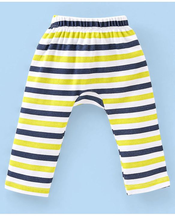 Babyhug Cotton Full Length Diaper Pants Dino Print Pack of 3 - Green