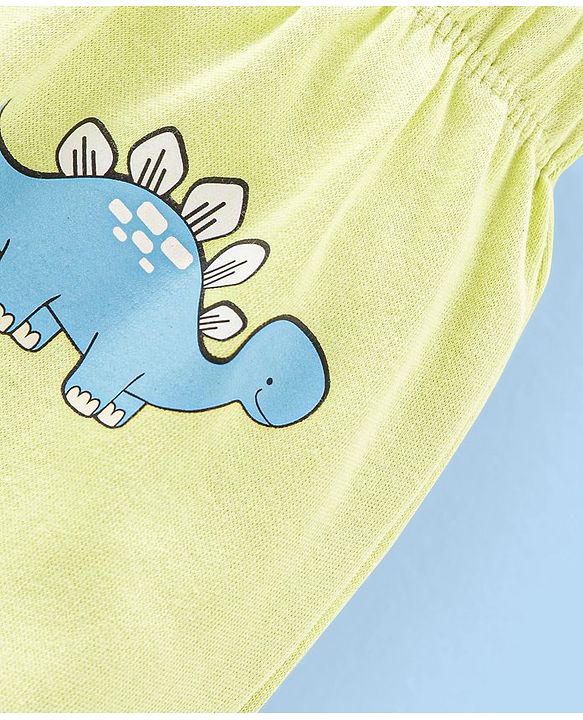 Babyhug Cotton Full Length Diaper Pants Dino Print Pack of 3 - Green
