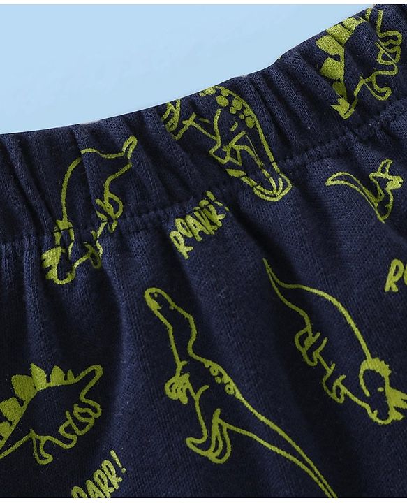 Babyhug Cotton Full Length Diaper Pants Dino Print Pack of 3 - Green