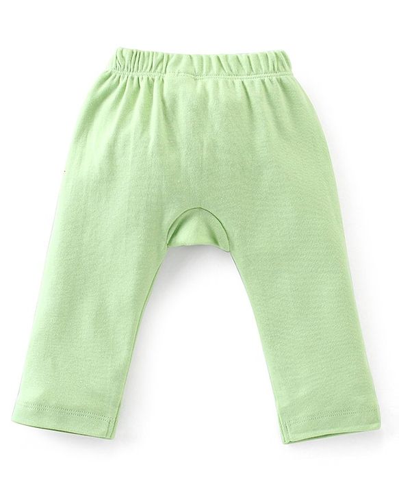 Babyhug Cotton Full Length Diaper Pants Tomato  Carrot Print & Stripes Pack of 3 - Red Blue & Green