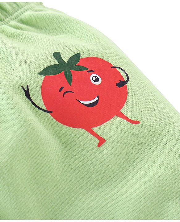 Babyhug Cotton Full Length Diaper Pants Tomato  Carrot Print & Stripes Pack of 3 - Red Blue & Green