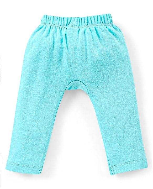 Babyhug Cotton Full Length Diaper Leggings Stripes & Train Print Pack of 3- Blue & White