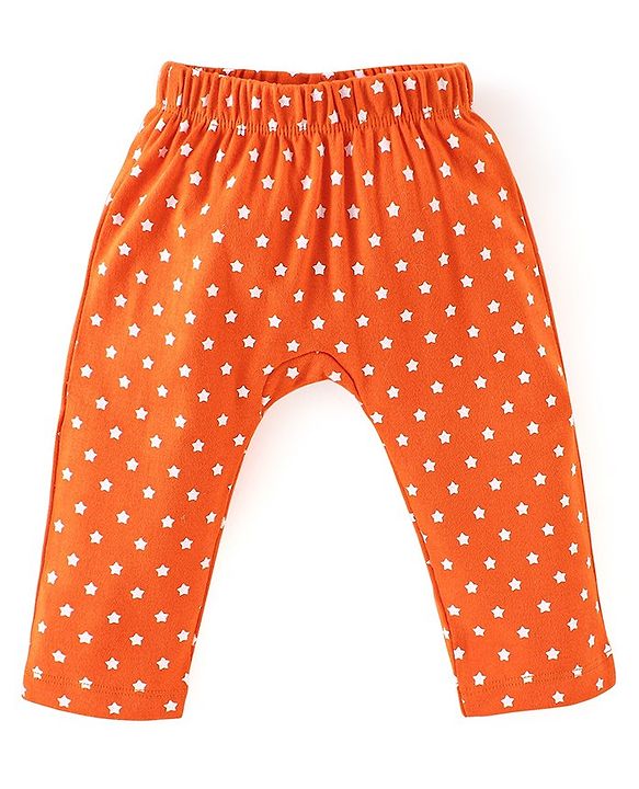 Babyhug Cotton Knit Full Length Diaper Pants Rocket Print Pack of 3 - Yellow Blue & Orange