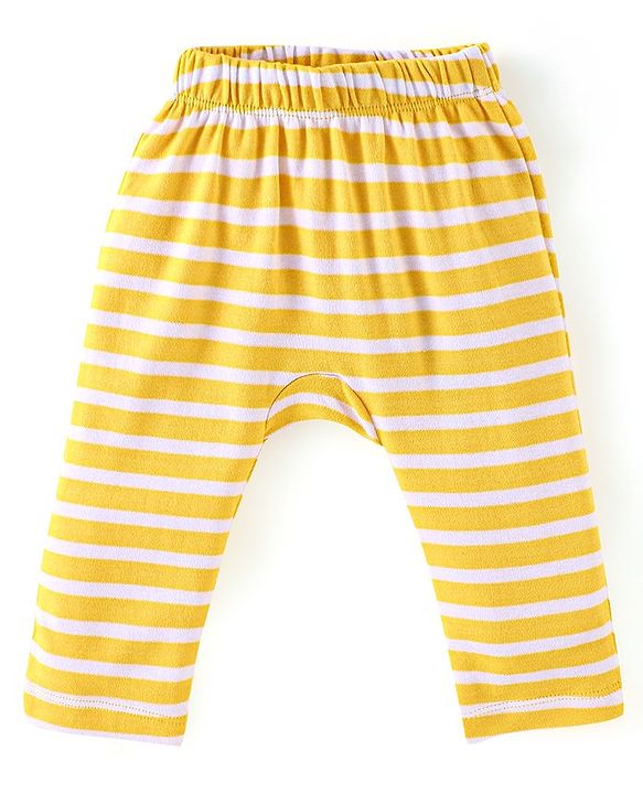 Babyhug Cotton Knit Full Length Diaper Pants Rocket Print Pack of 3 - Yellow Blue & Orange