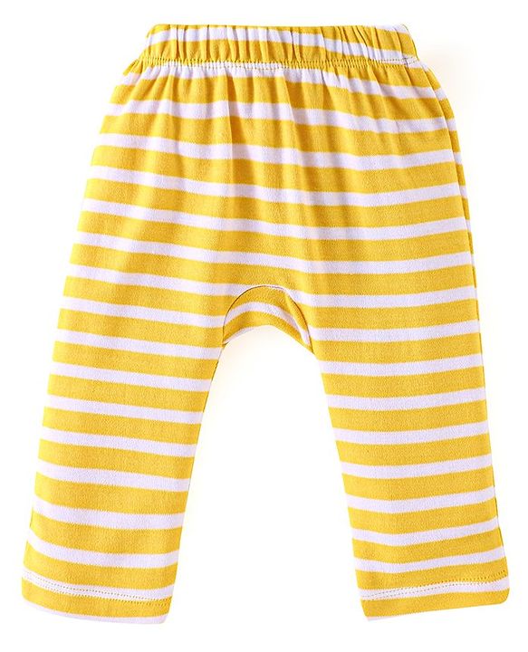 Babyhug Cotton Knit Full Length Diaper Pants Rocket Print Pack of 3 - Yellow Blue & Orange
