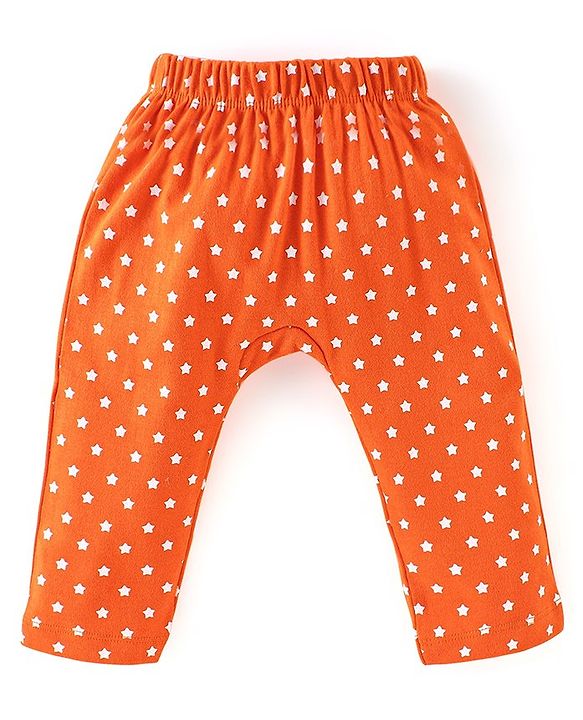 Babyhug Cotton Knit Full Length Diaper Pants Rocket Print Pack of 3 - Yellow Blue & Orange
