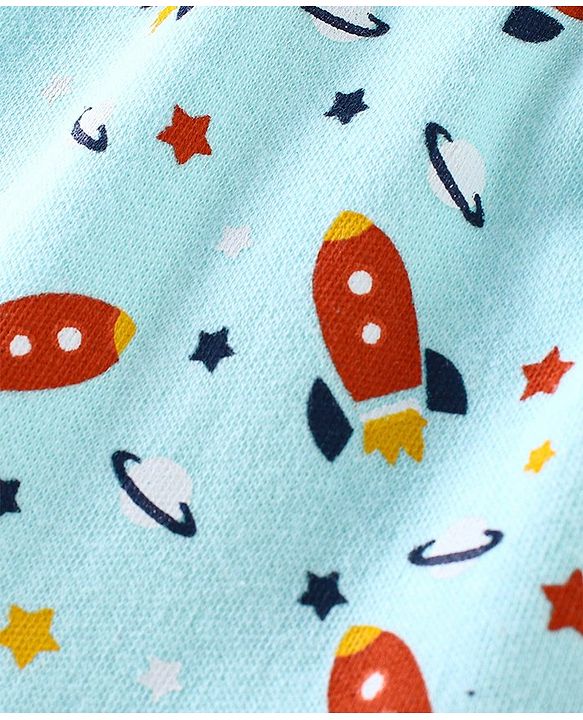 Babyhug Cotton Knit Full Length Diaper Pants Rocket Print Pack of 3 - Yellow Blue & Orange
