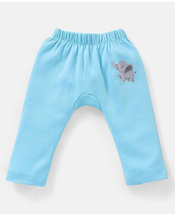 Babyhug Cotton Full Length Diaper Pants Striped & Wild Animal Print Pack Of 3 - Blue & Green