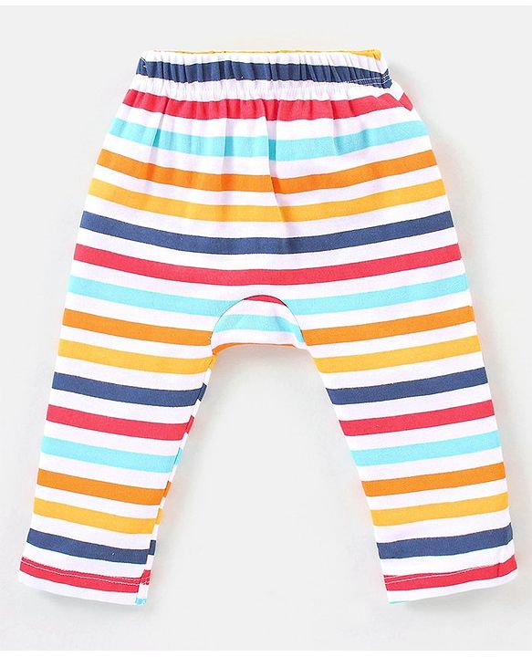 Babyhug Cotton Full Length Stripe Diaper Leggings Pack of 3 - Multicolor