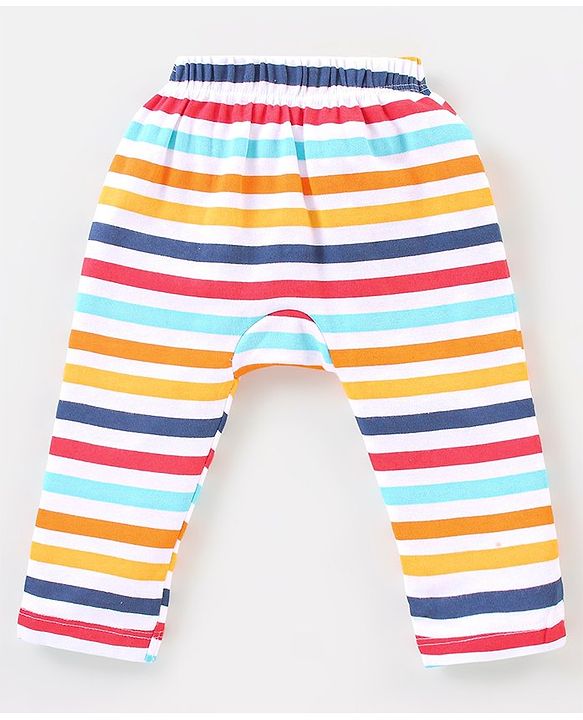 Babyhug Cotton Full Length Stripe Diaper Leggings Pack of 3 - Multicolor