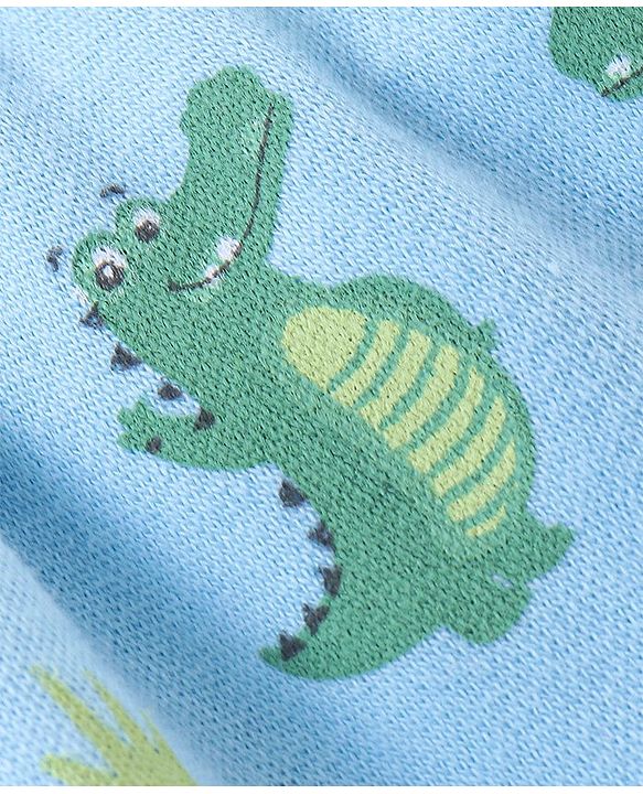 Babyhug Cotton Full Length Diaper Pants Croc Print Pack of 3 - Yellow & Blue