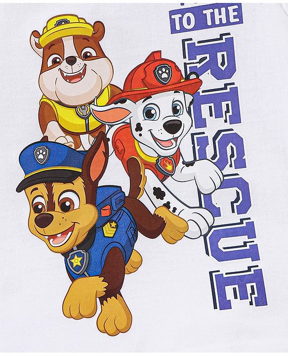 Babyhug Cotton Half Sleeves T-Shirt With Paw Patrol Print- White