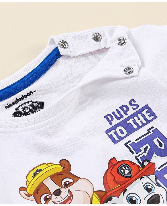 Babyhug Cotton Half Sleeves T-Shirt With Paw Patrol Print- White