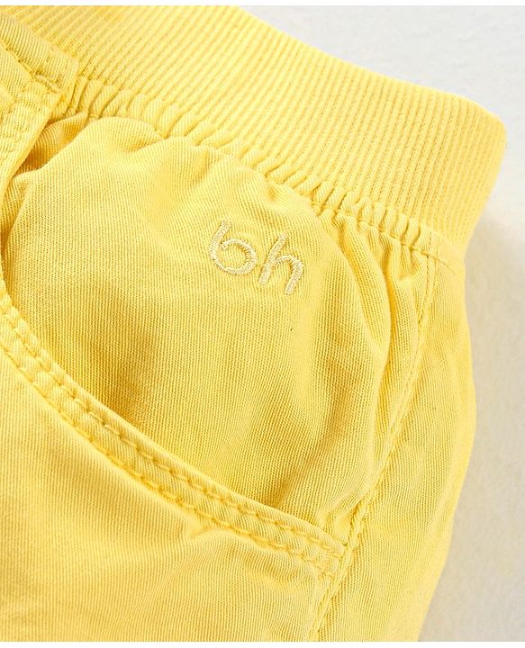 Babyhug 100% Cotton Mid Thigh Length Solid Shorts with Bow Applique - Yellow