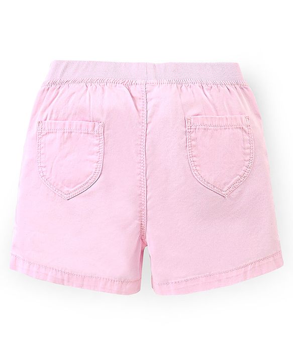 Babyhug 100% Cotton Mid Thigh Length Solid Shorts with Bow Applique - Yellow