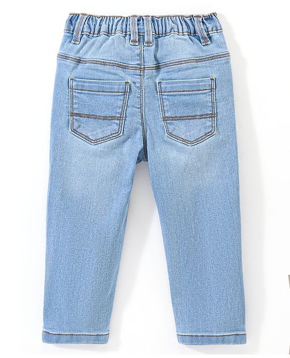 Babyhug Cotton Full Length Stretchable Denim Jeans   Fly With Zipper -  Light Blue
