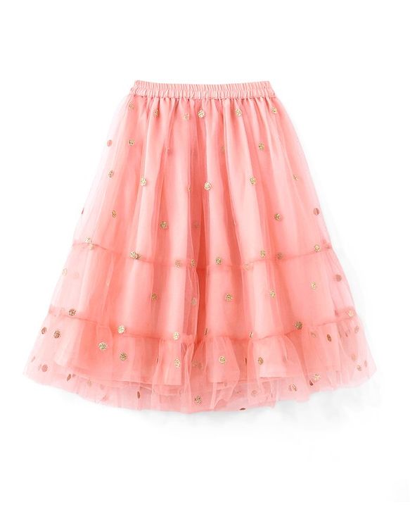 Babyhug Frill Sleeves Embroidered Overlap Choli With Net Lehenga  and Dupatta - Coral