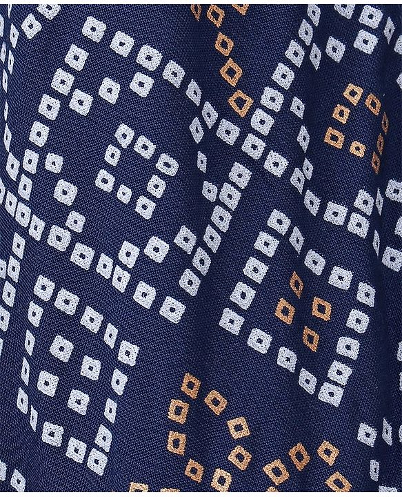 Babyhug Rayon Three Fourth Sleeves Embroidered   Ethnic Dress with Bandhani Print Jacket - Blue