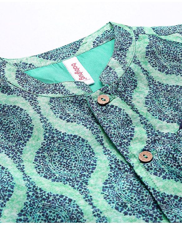 Babyhug Full Sleeves Solid Kurta and Pyjama Set with Printed Motif Print Jacket - Navy