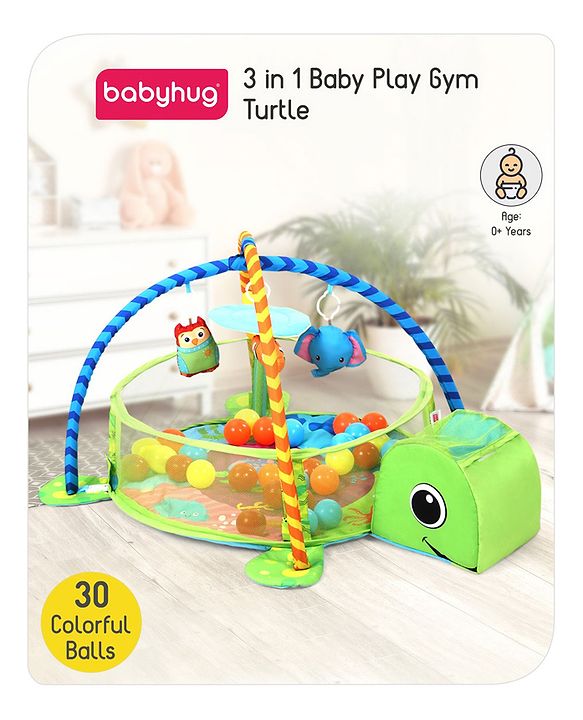 Babyhug 3 in 1 Baby Play Gym Turtle - Green