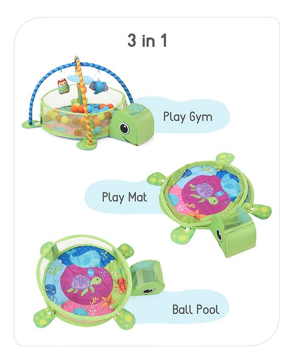 Babyhug 3 in 1 Baby Play Gym Turtle - Green