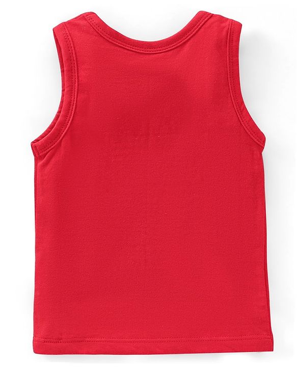 Babyhug 100 % Cotton Antibacterial Sleeveless Striped & Shark Printed Sando Pack of 5 - Red & Blue