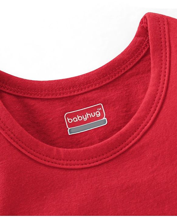 Babyhug 100 % Cotton Antibacterial Sleeveless Striped & Shark Printed Sando Pack of 5 - Red & Blue
