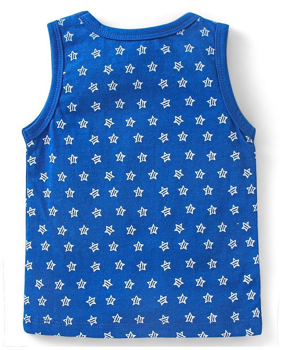 Babyhug 100 % Cotton Antibacterial Sleeveless Striped & Shark Printed Sando Pack of 5 - Blue & Orange