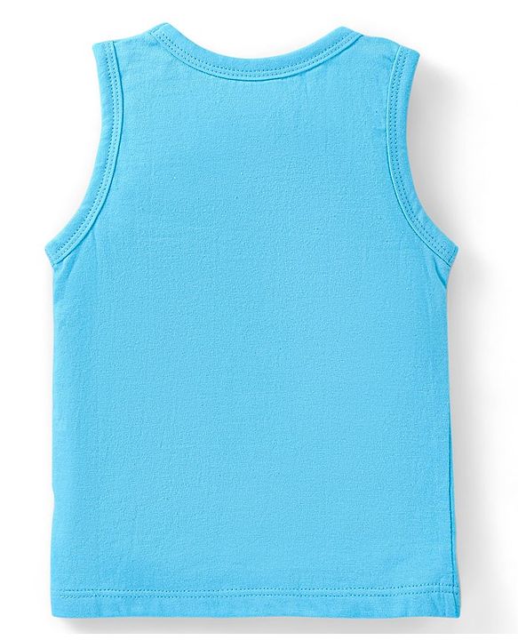 Babyhug 100 % Cotton Antibacterial Sleeveless Striped & Shark Printed Sando Pack of 5 - Blue & Orange