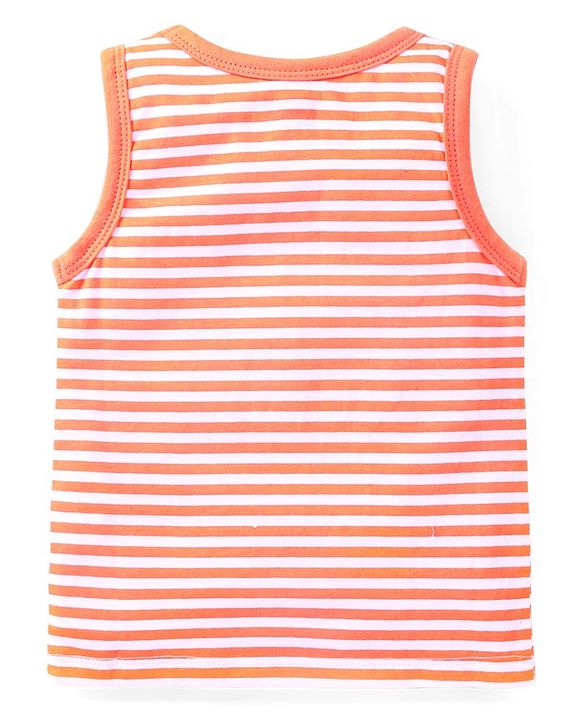 Babyhug 100 % Cotton Antibacterial Sleeveless Striped & Shark Printed Sando Pack of 5 - Blue & Orange