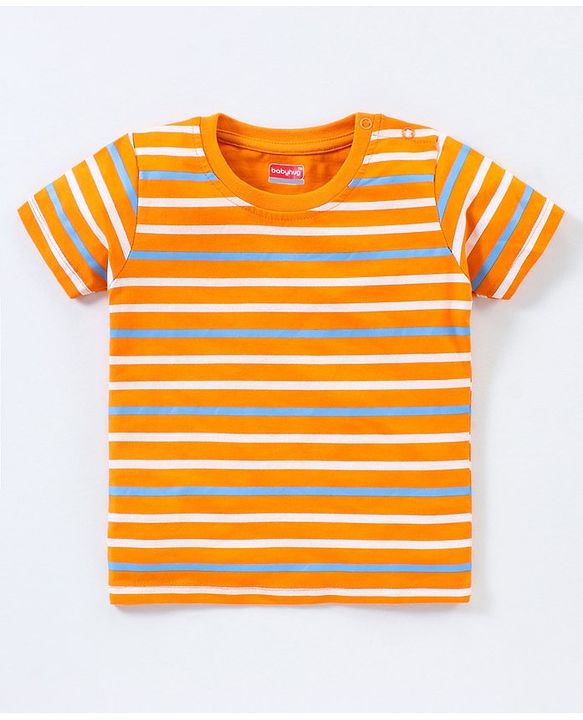 Babyhug Cotton Knit Half Sleeves T-Shirt Tiger Print Pack of 3 - Blue & Orange