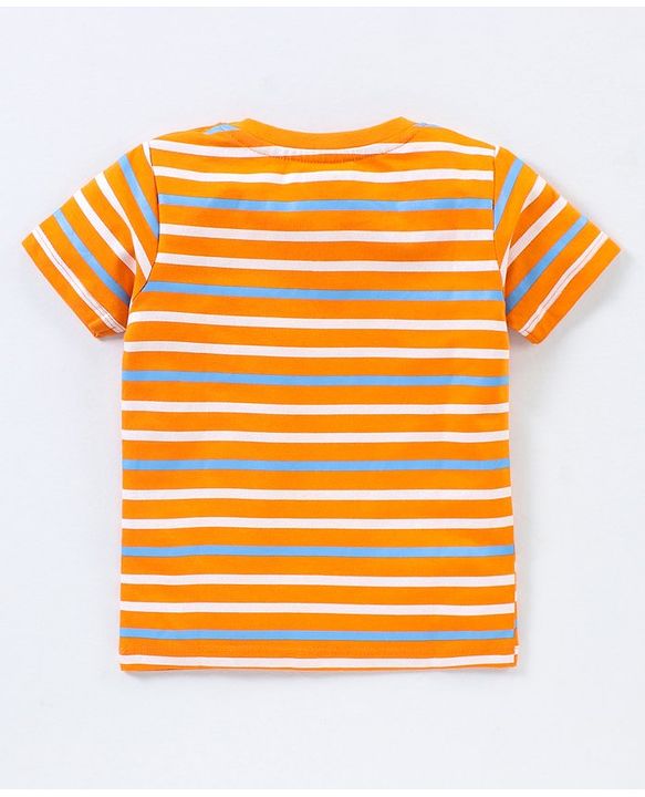 Babyhug Cotton Knit Half Sleeves T-Shirt Tiger Print Pack of 3 - Blue & Orange