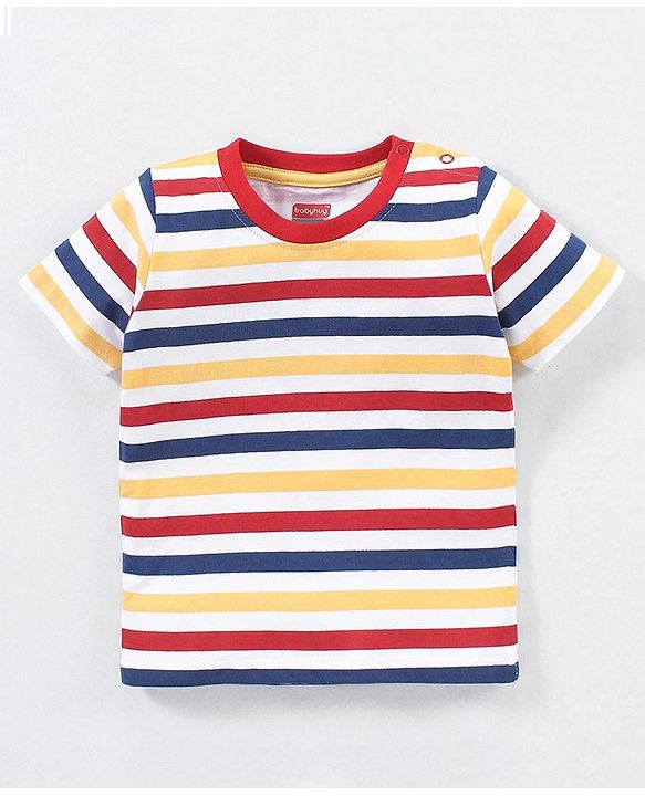 Babyhug Cotton Knit Half Sleeves Checks & Racing Cars Printed T-Shirts Pack of 3 -White & Yellow