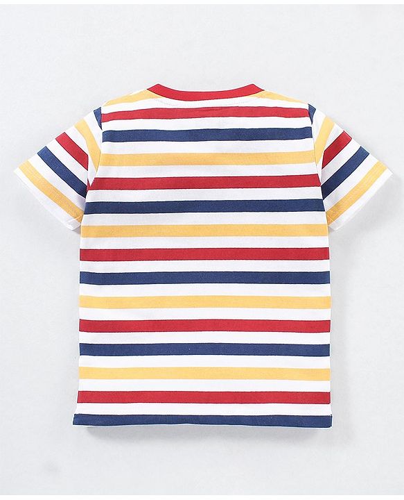 Babyhug Cotton Knit Half Sleeves Checks & Racing Cars Printed T-Shirts Pack of 3 -White & Yellow