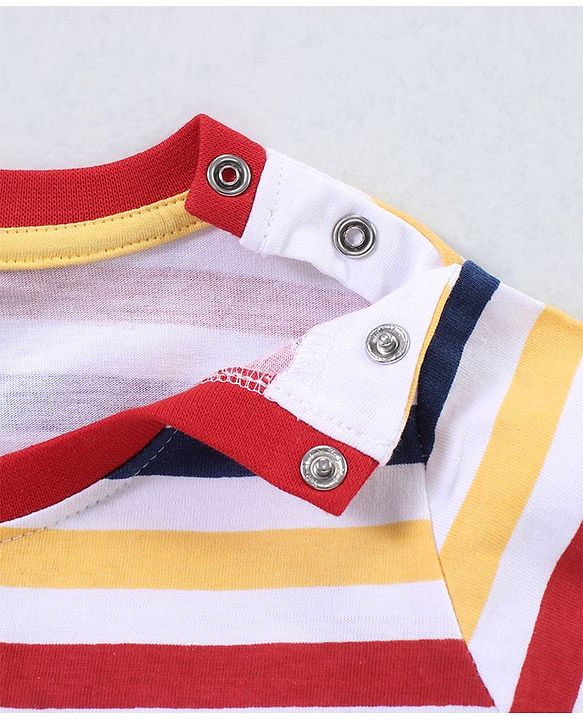 Babyhug Cotton Knit Half Sleeves Checks & Racing Cars Printed T-Shirts Pack of 3 -White & Yellow