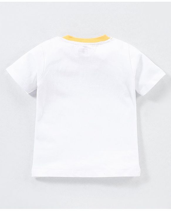 Babyhug Cotton Knit Half Sleeves Checks & Racing Cars Printed T-Shirts Pack of 3 -White & Yellow