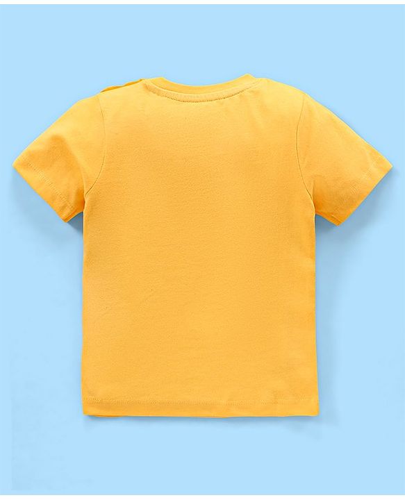 Babyhug 100% Cotton Half Sleeves Tee & Shorts Set Bus Print- Yellow & White