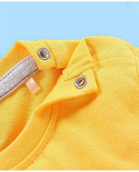 Babyhug 100% Cotton Half Sleeves Tee & Shorts Set Bus Print- Yellow & White