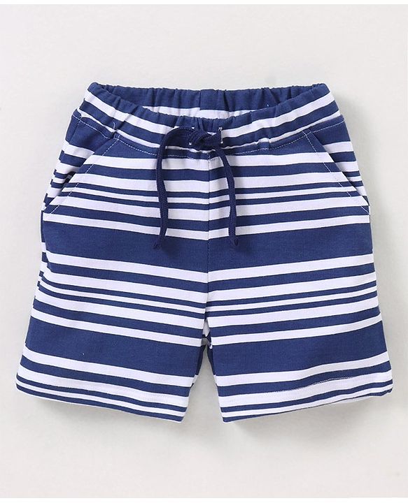 Babyhug Cotton Knit Half Sleeves T-Shirt & Shorts Set Boat Print - Navy Blue