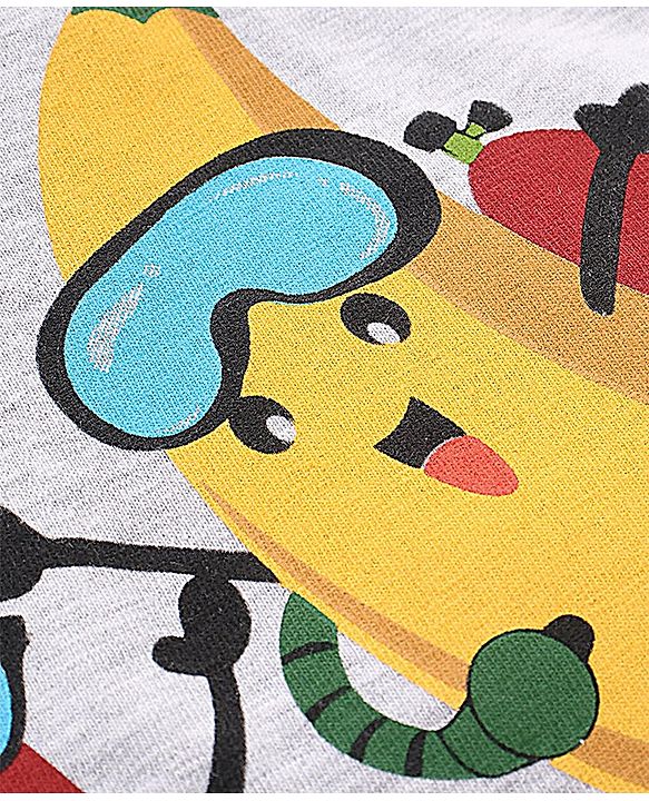 Babyhug Cotton Half Sleeves T-Shirt & Shorts Set Watermelon & Banana Print- White Melange & Blue